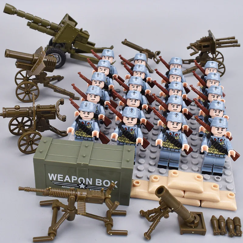 Zweiter Weltkrieg Infanterie, Militärsoldaten, Krieg, Nationalarmee, Mini-Gewehrmodell, Bausteine, Bausatz, Montage-Spielzeug – Detail 2