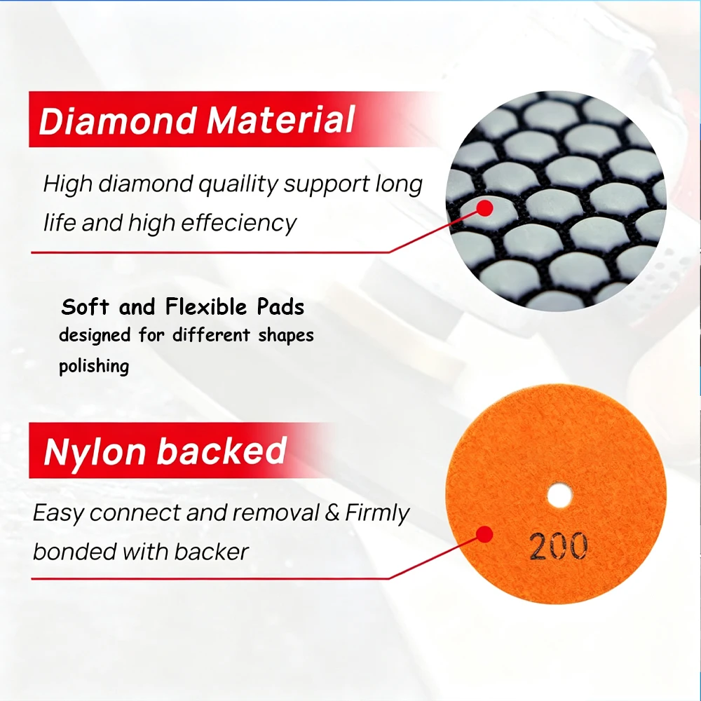 20-1Pcs 3/4/5/6/7Inch Dry Diamond Polishing Pads Abrasive Buff Disc for Tile Stone Granite Marble Concrete Polishing Tools