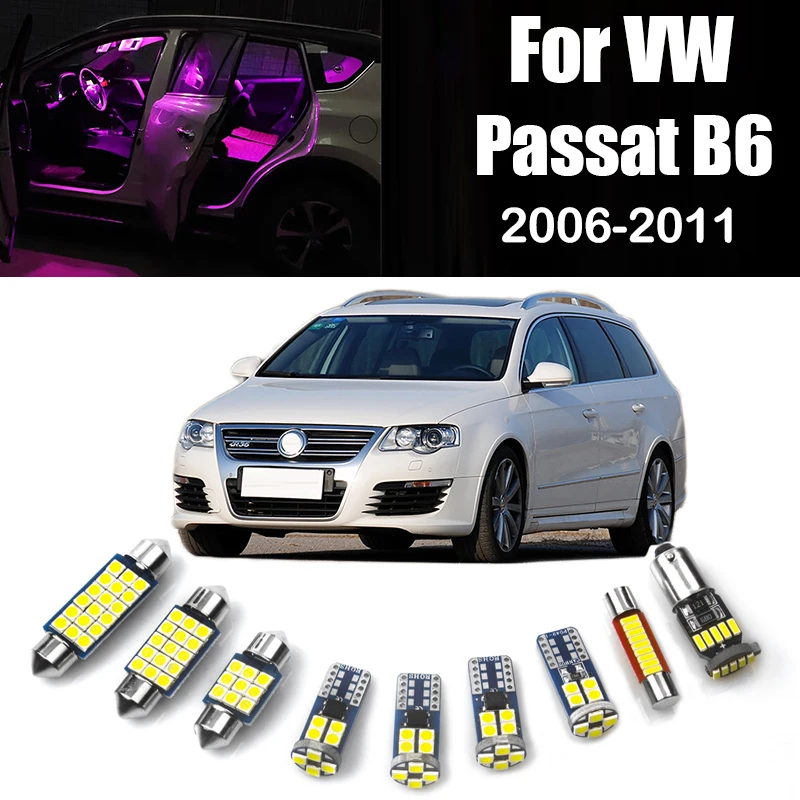 

For Volkswagen VW Passat B6 2006 2007 2008 2009 2010 2011 10pcs Car LED Bulbs Interior Dome Reading Lamp Trunk Light Accessories