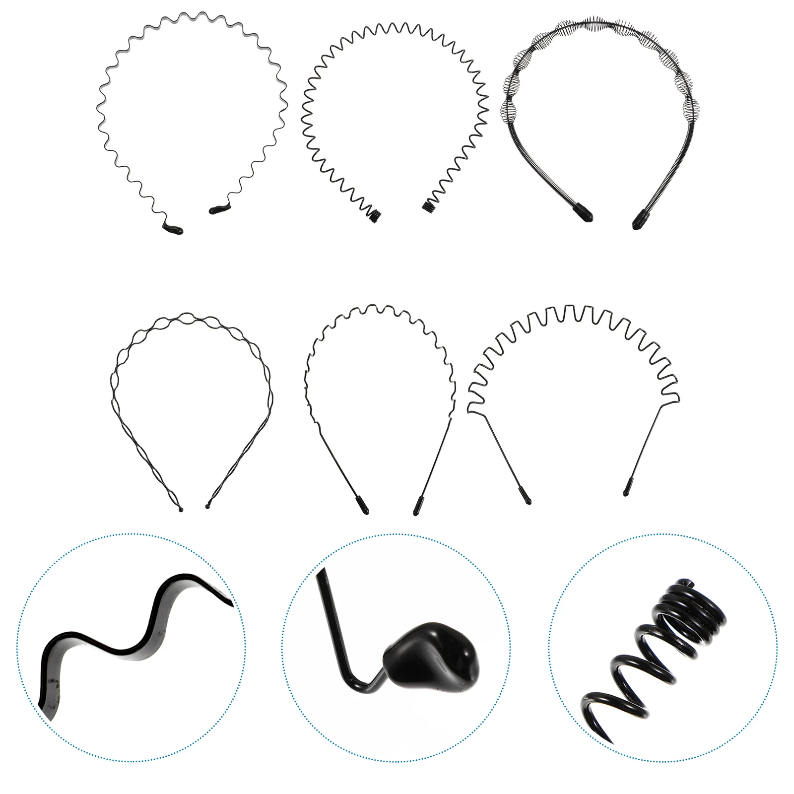 

6 Pcs Hair Bands Invisible Wave Hairpin Sports Headband Korean Version Washing Face Hoops Black Boy Men Women