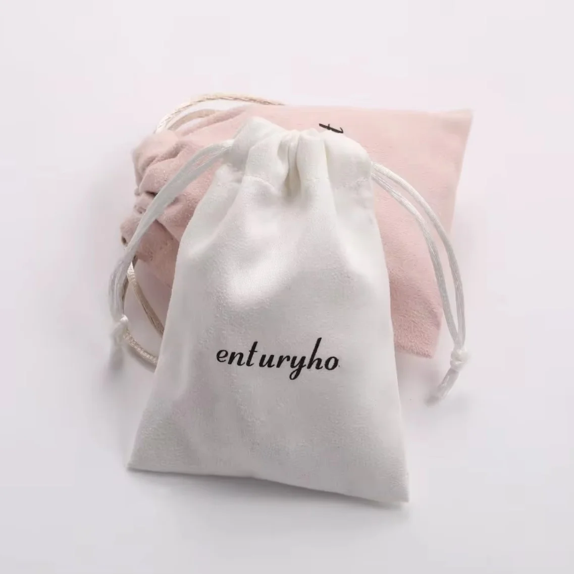 

50 white bags, personalized custom drawstring bags with logo, jewelry packaging, necklaces, Valentine's Day gifts