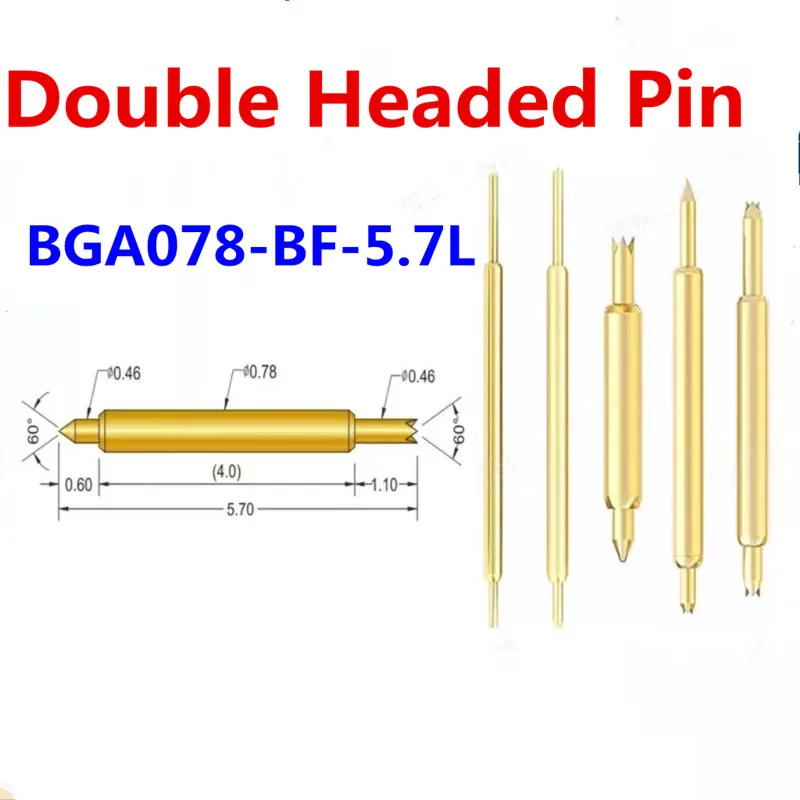 100PCS/Box BGA Double Head Pin 078-BB BJ BF 6.3L Semiconductor Double Head Phone High Frequency Test Pin Two End Stretching