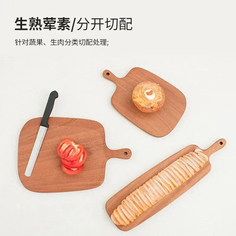 Kitchen Quality Wooden Chopping Blocks Beech Walnut Cutting Board Pizza Bread Fruit Sushi Tray Hangable Non-slip Kitchen Tools