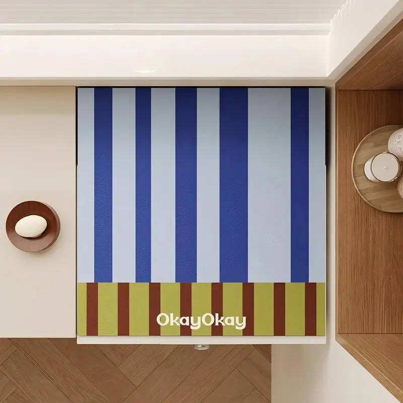 Vintage Striped Washing Machine Top Mat Super Absorbent Tumble Dryer Protector Pad Non-Slip Waterproof Appliance Cover