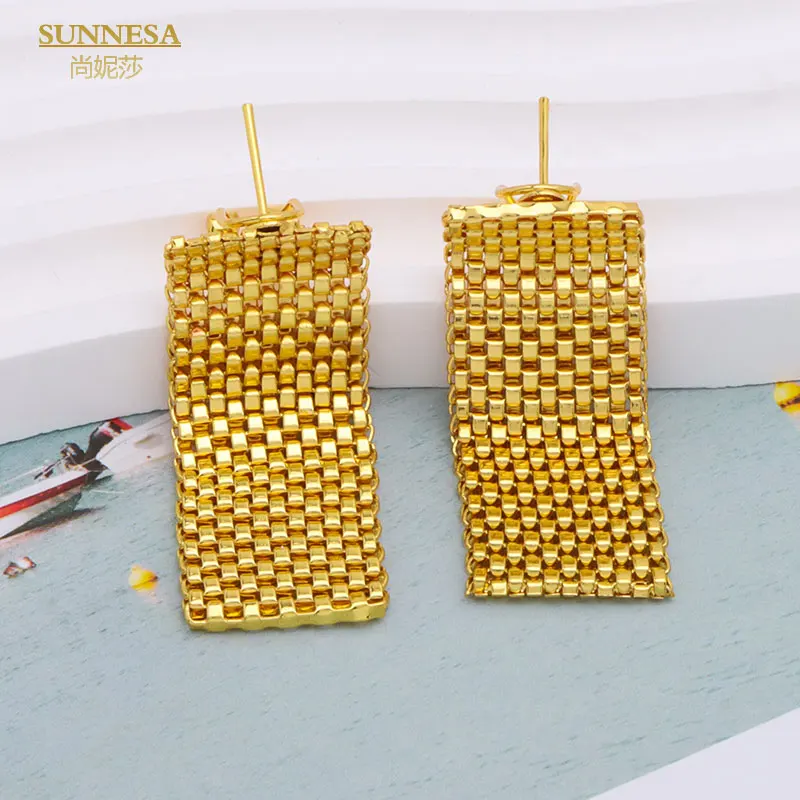 SUNNESA Women Chunky Necklace Jewelry Sets Dubai Gold Plated Bracelet African Fashion Punk Party Bridal Jewelry Sets Wedding