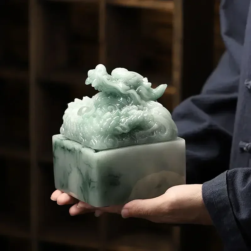 

Chinese Style New Household Jade Dragon Print Ashtray Kung Fu Tea Set Accessories Decoration of Living Room Coffee Table Ashtray