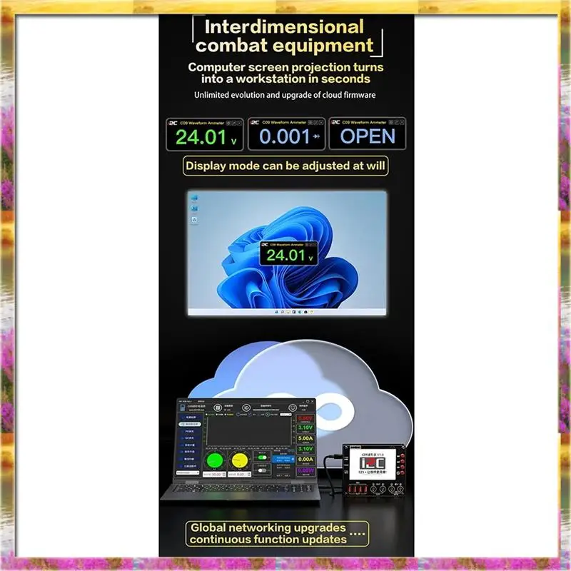 AA46 HOT-I2C C09 الجهد واختبار التيار 4 بوصة 0-40 فولت المدخلات ثنائي القناة وضع العرض الرقمي الذكي الشحن #6