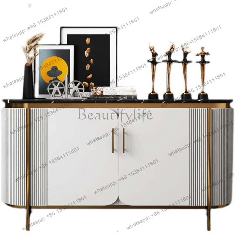 

Simple light luxury high-end porch cabinet against the wall marble locker