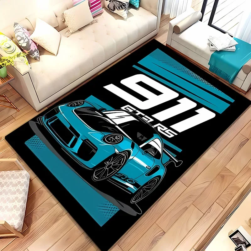 3D Classic Racing Car Carpet, Living Room and Bedroom Household Items,Children's Room Sofa Mats Doormat Floor Anti-slip Rug,Gift