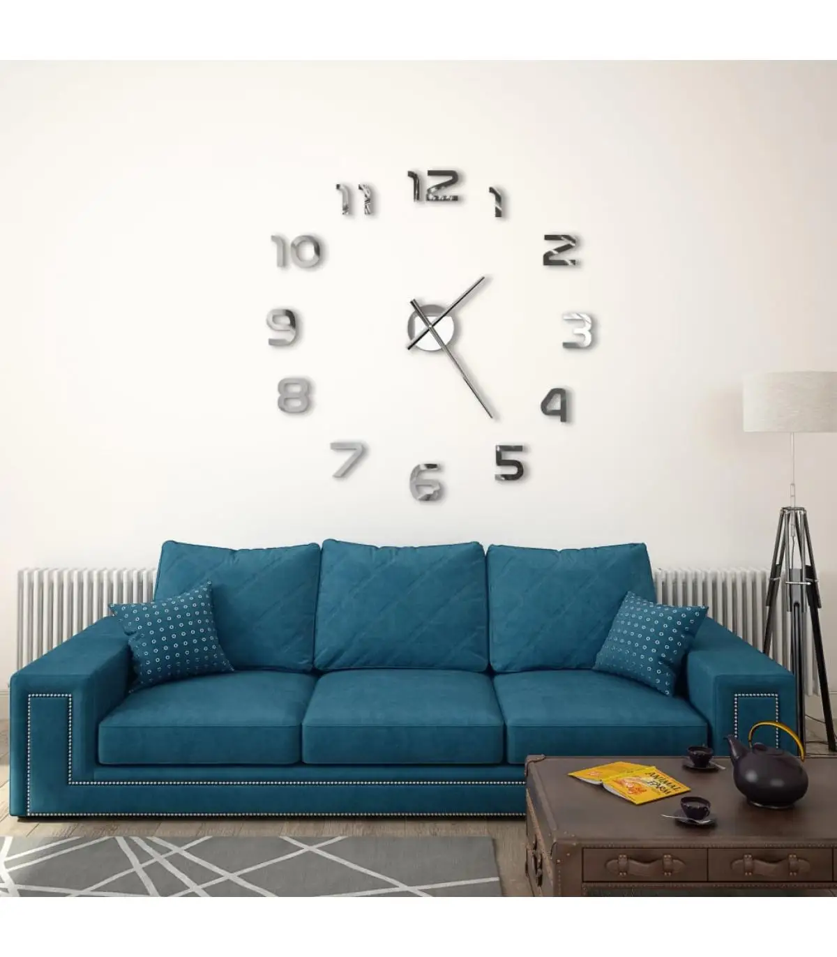 Wall clocks 3D wall clock modern design 100 cm XXL Silver