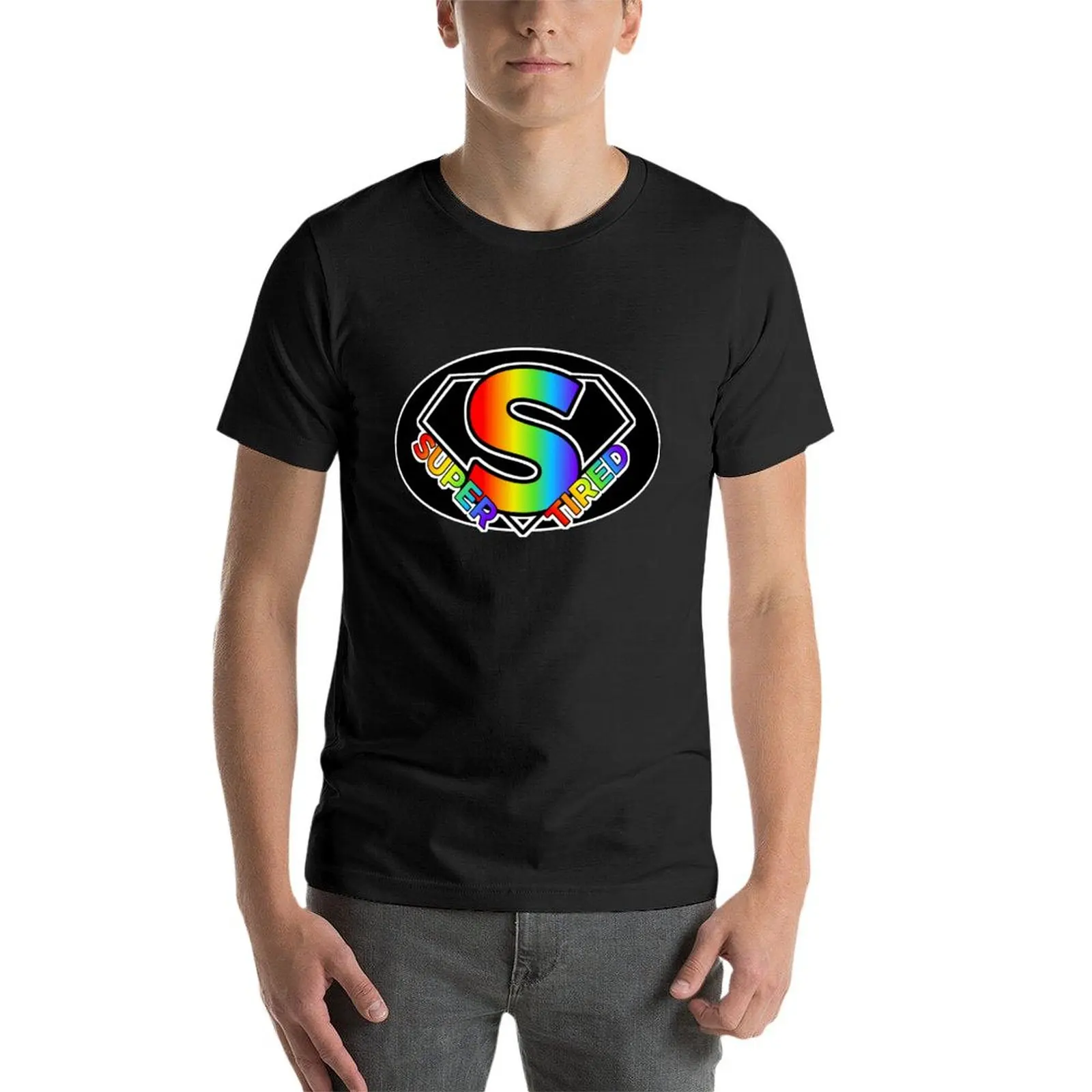 Super zmęczony T-shirt oversize koszulki graficzne męskie koszulki graficzne hip hop