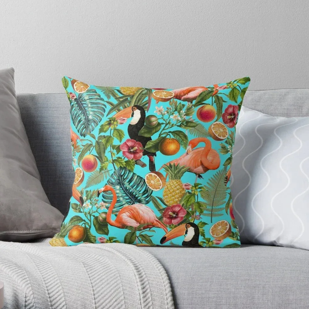 Home Decor Pillow Cover Tropical Fruit Plant Flower Pattern Print Office Sofa Luxury Cushion Cover