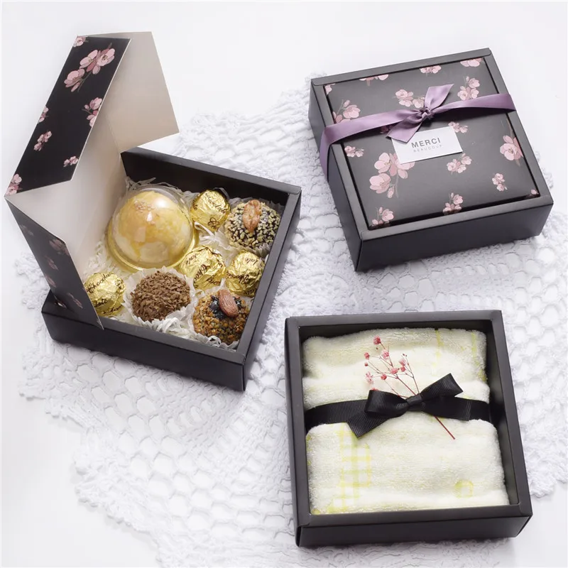 1pc Printed Gift Boxes Handmade Soap Cake Candy Gift Box Towel Clothes Packaging Box(without Ribbon/sticker)