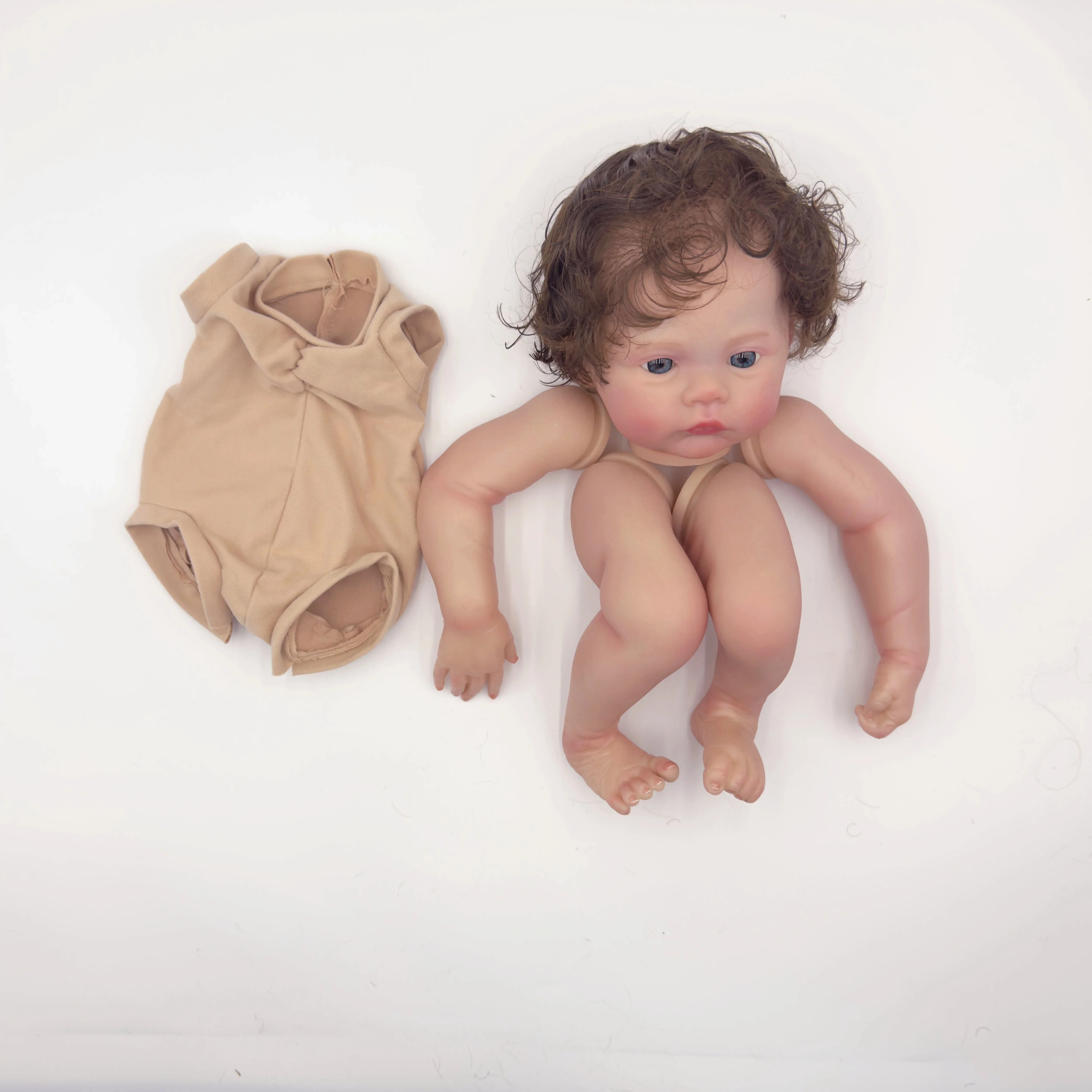 Kit de poupée Reborn Meadow de 18 pouces, non assemblé, réaliste, plusieurs couches, peinture, pièces de poupée, veines visibles, cheveux bouclés enracinés à la main