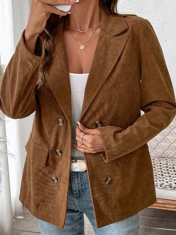 

Женское повседневное однотонное вельветовое пальто-жакет на осень-зиму, утепленное, с длинными рукавами, двубортное, модное