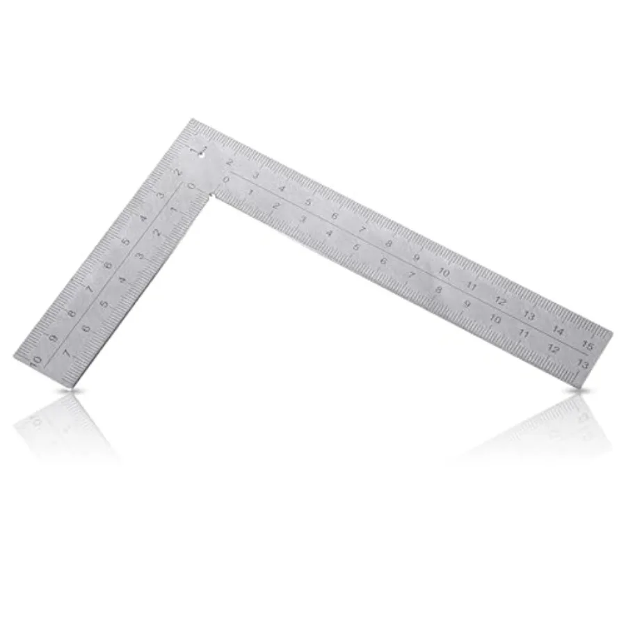 

Right Angle Ruler for carpentry, stainless steel, silver, 90-degree L-shaped, 4×6, corrosion-resistant and precision-etched