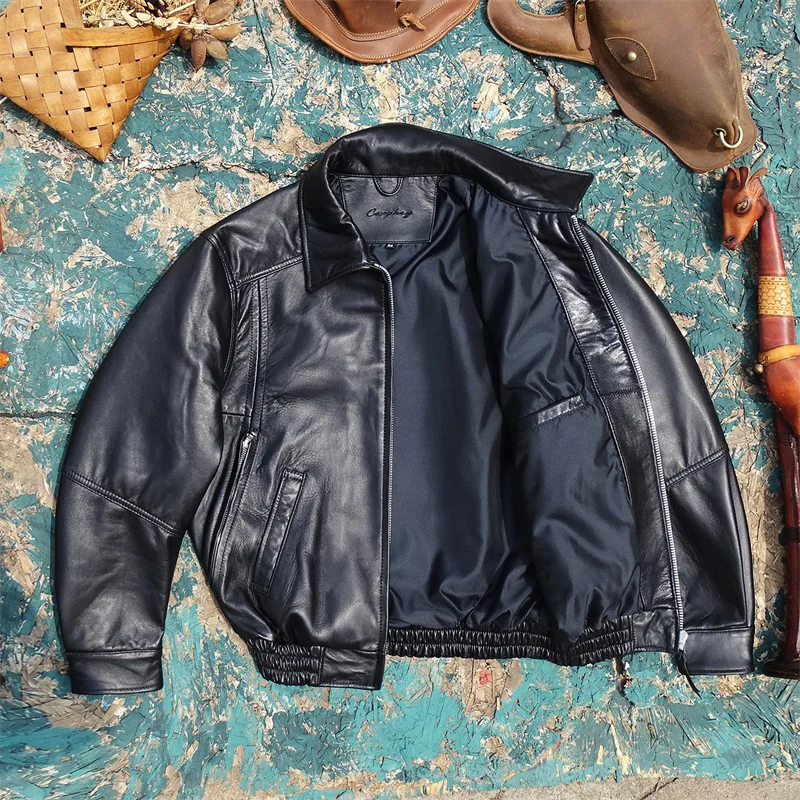 

Модная кожаная куртка из овчины в стиле ретро, одинаковая верхняя одежда для пар, весенняя модная городская молодежная свободная посадка, классический воротник