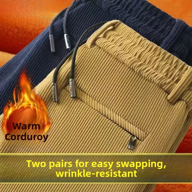 

Thiened Gold Velvet Men's Casual Pants Autumn Winter New Sle Corduroy Warm Straight Leg Long Trousers Daily Wear Youth Trend