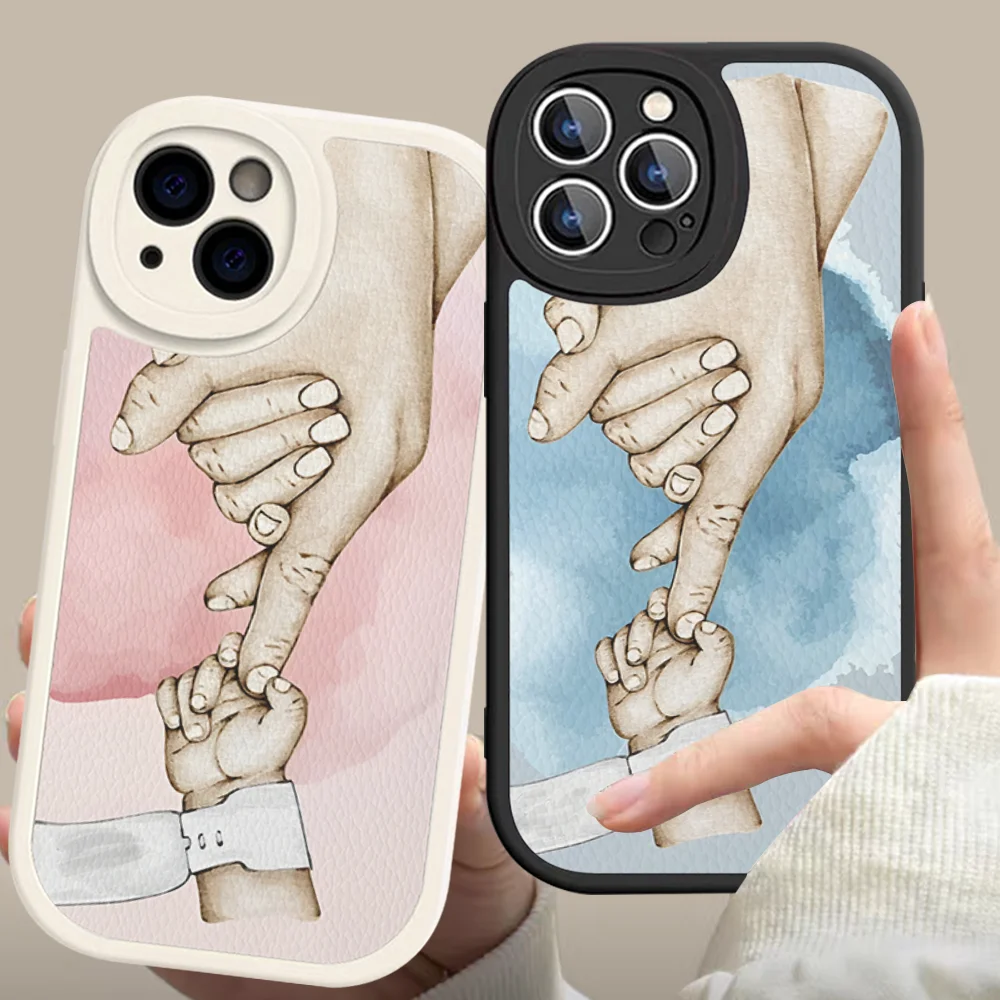 Чехол для телефона из жесткой кожи для мамы, дочки, сына, папы, для iPhone 14 13 12 Mini 11 14 Pro Max Xs Xr 7 8 Plus Fundas