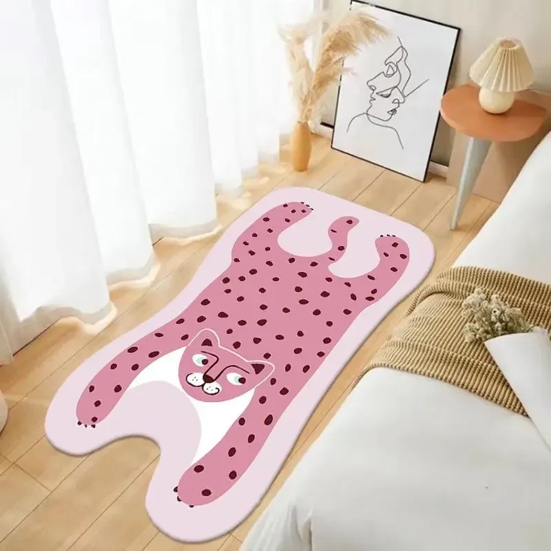 Cartoon Leopard Carpets for Home Living Room Animal Soft Area Rug Parlor Bedroom Bedside Floor Mat Anti-slip Children's Play Rug