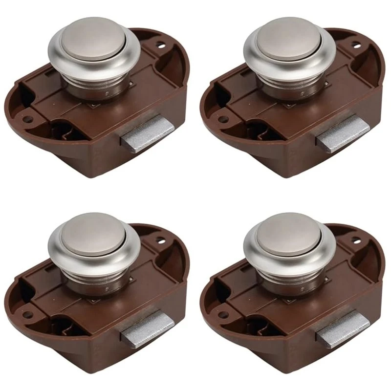 4X Push Button Cabinet Latch Lock Zinc Alloy Drawer Knob Catch For RV Motorhome Caravan Cupboard Furniture-AS55