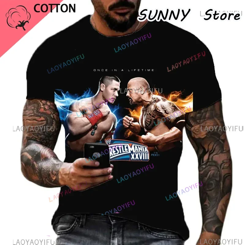 2024 Summer Men's  Printing Famous Wrestler John Cena T-shirt Children's Street Round Neck Sports Large Top