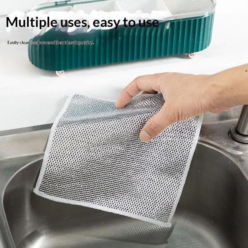 10Pcs Cloth Metal Wire Cleaning Kit Non Oley Mesh Suitable For Kitchen Stove Dish And Cookware Cleaning Kitchen Cloth