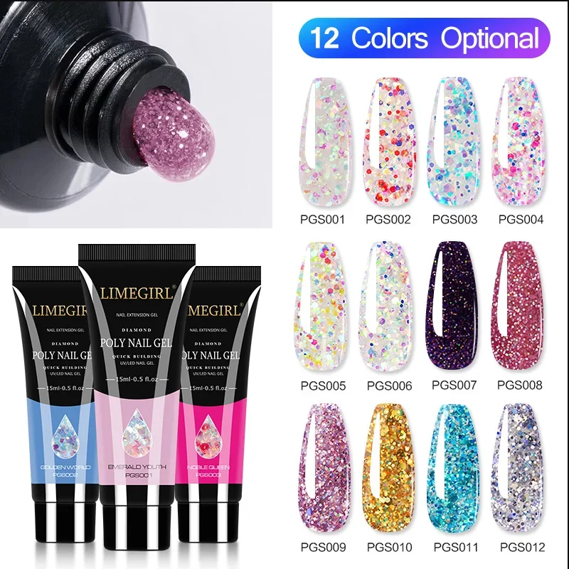 15ml Poly Nail Gel Quick Building Gel 24 Colors Nail Extension Acrylic Gel Polish Art