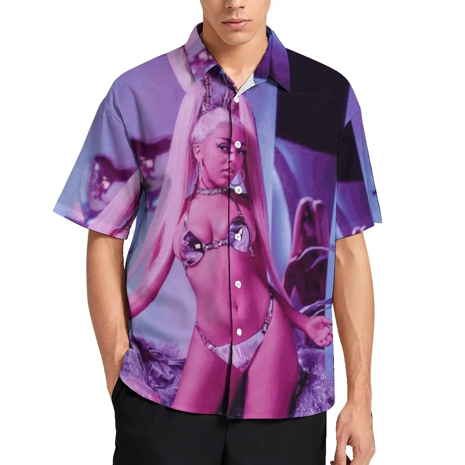 

Блузка Doja в стиле хип-поп для мужчин и женщин, пикантная Красивая Повседневная рубашка в стиле интернет-девушки, с принтом кота и музыки, модная рубашка оверсайз с коротким рукавом для отпуска, на лето