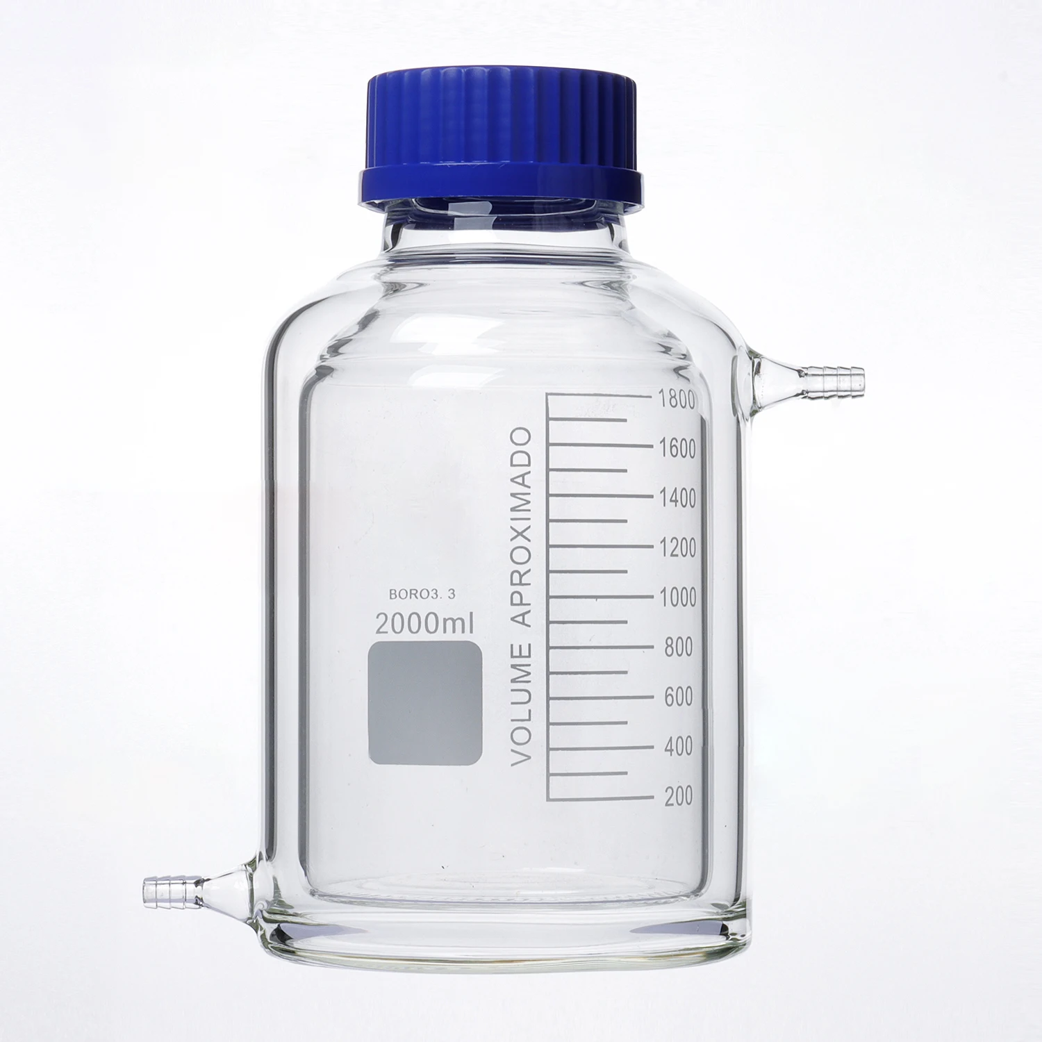 Jacket reagent bottle blue cap 100-3000ml borosilicate double-layer wire reagent bottle GL45/GL80 PP cap flat bottom flask