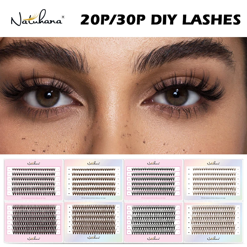 

NATUHANA 10D 20D 30D 40D Cluster Eyelashes DIY Mink Individual Lashes Premade Volume Fan Faux Cils for Makeup Tools