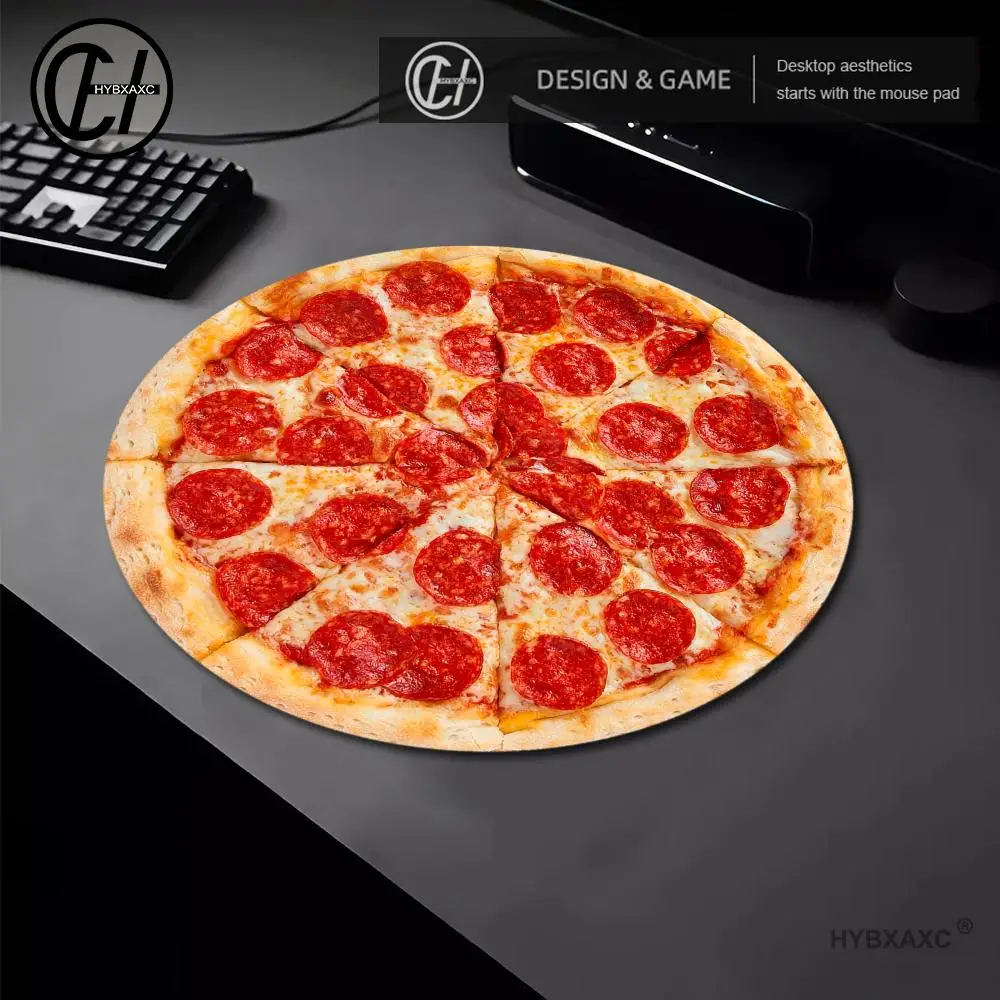 Creative Pizza Pattern Mouse Pad Round Computer Office Game Table Mats Rubber Anti-slip Gaming Keyboard Mousepads Soft Desk Mat