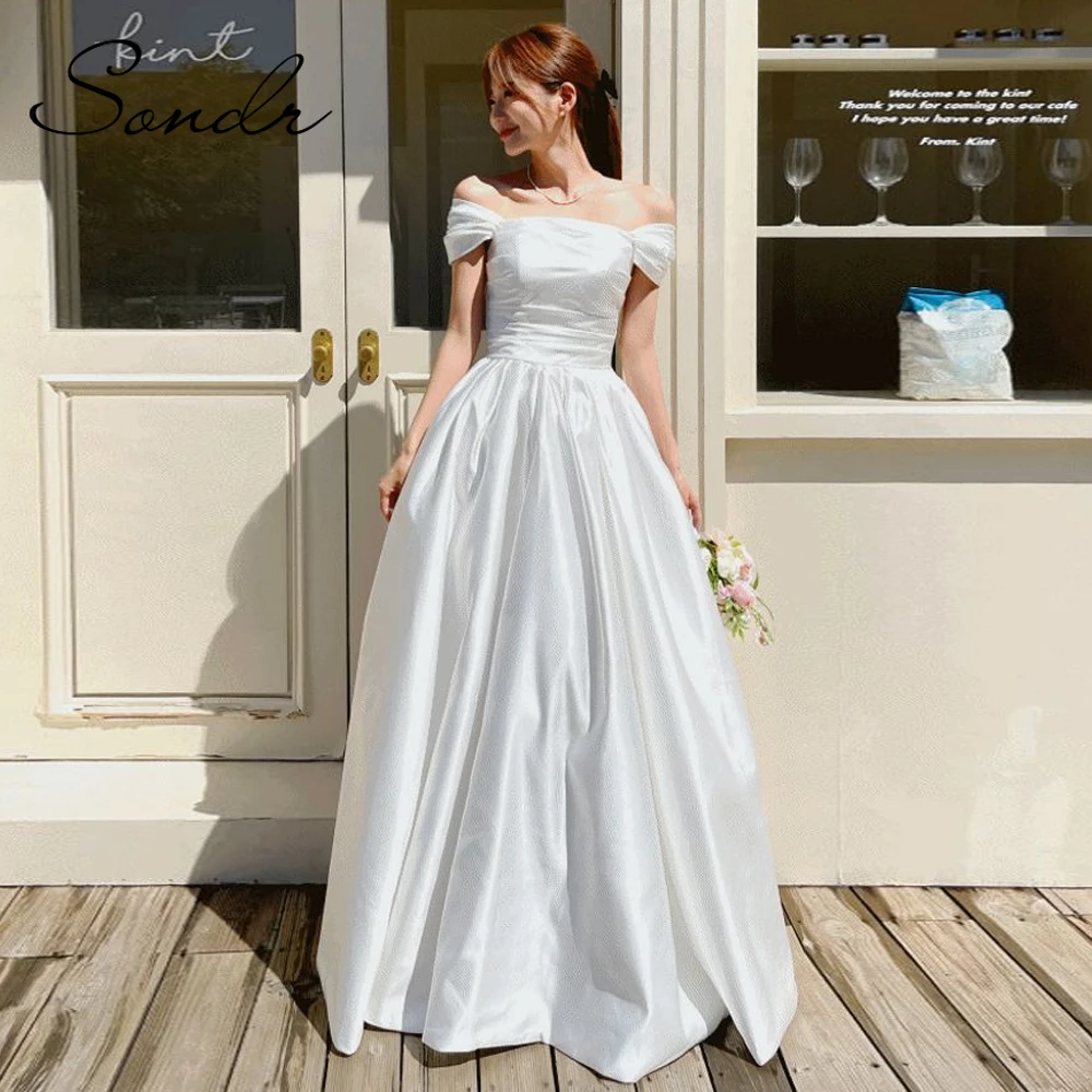 

Sondr New Korean Wedding Dresses 2025 Off the Shoulder Bridal Gown Customized Bridal Wedding Snap Dresses Corset Back