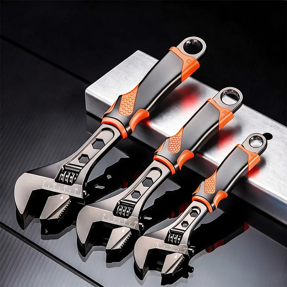 Multi-Purpose Adjustable Wrench Wide Jaw Pipe & Nut 2-in-1 Spanner Heavy Duty Large Opening Hand Tools for Plumbing Repair