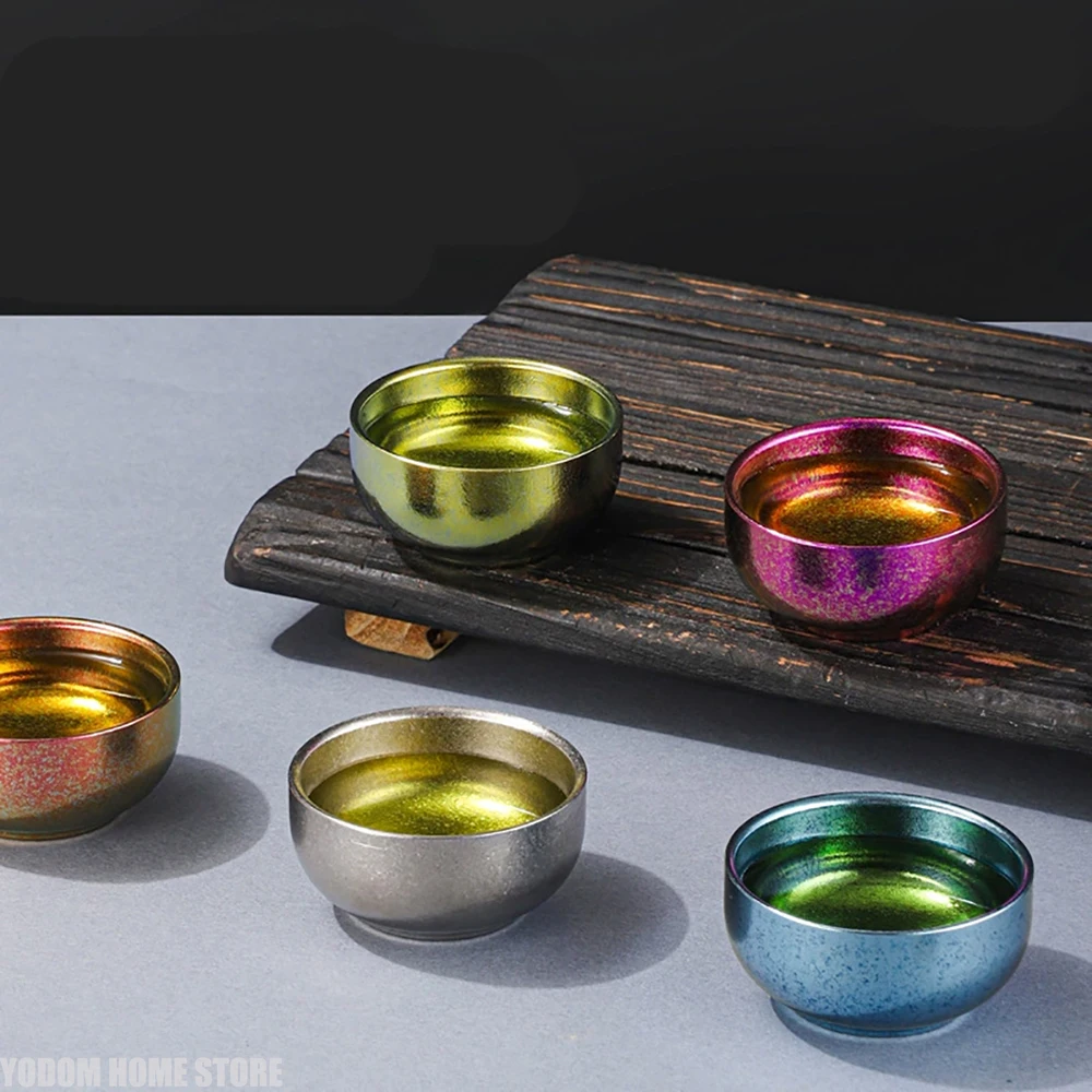 Titanium Cup Pure Titanium Tea Cup 50ml Outdoor Camping Portable Tea Set Portable Storage Double Layer Anti Scalding Lightweight