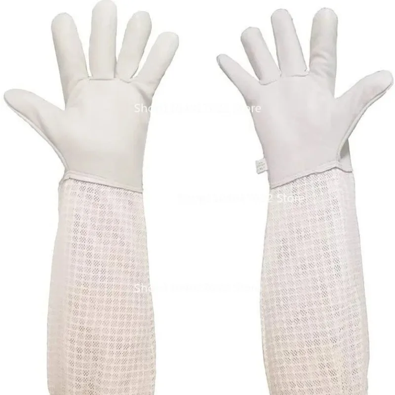 

2 шт.Для инструментов для пчеловодства, защитные изделия Трехслойные дышащие сетчатые перчатки из овчины против пчел для защиты рук