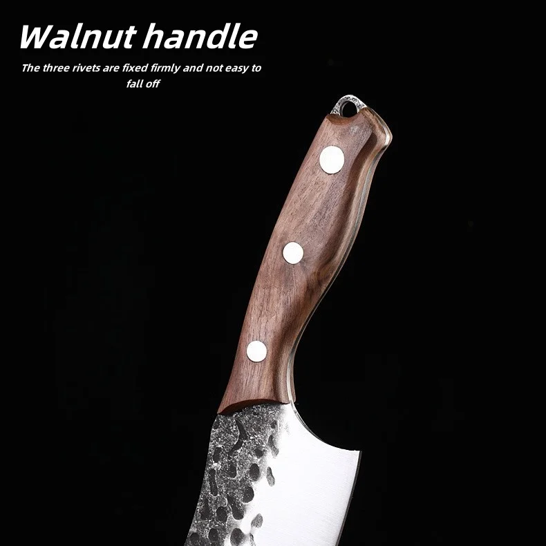 Meat Cleaver Butcher Hand Wrought Small Kitchen Knife Walnut Handle 5Cr13 High Hardness Stainless Steel Knife Cleaver Knives