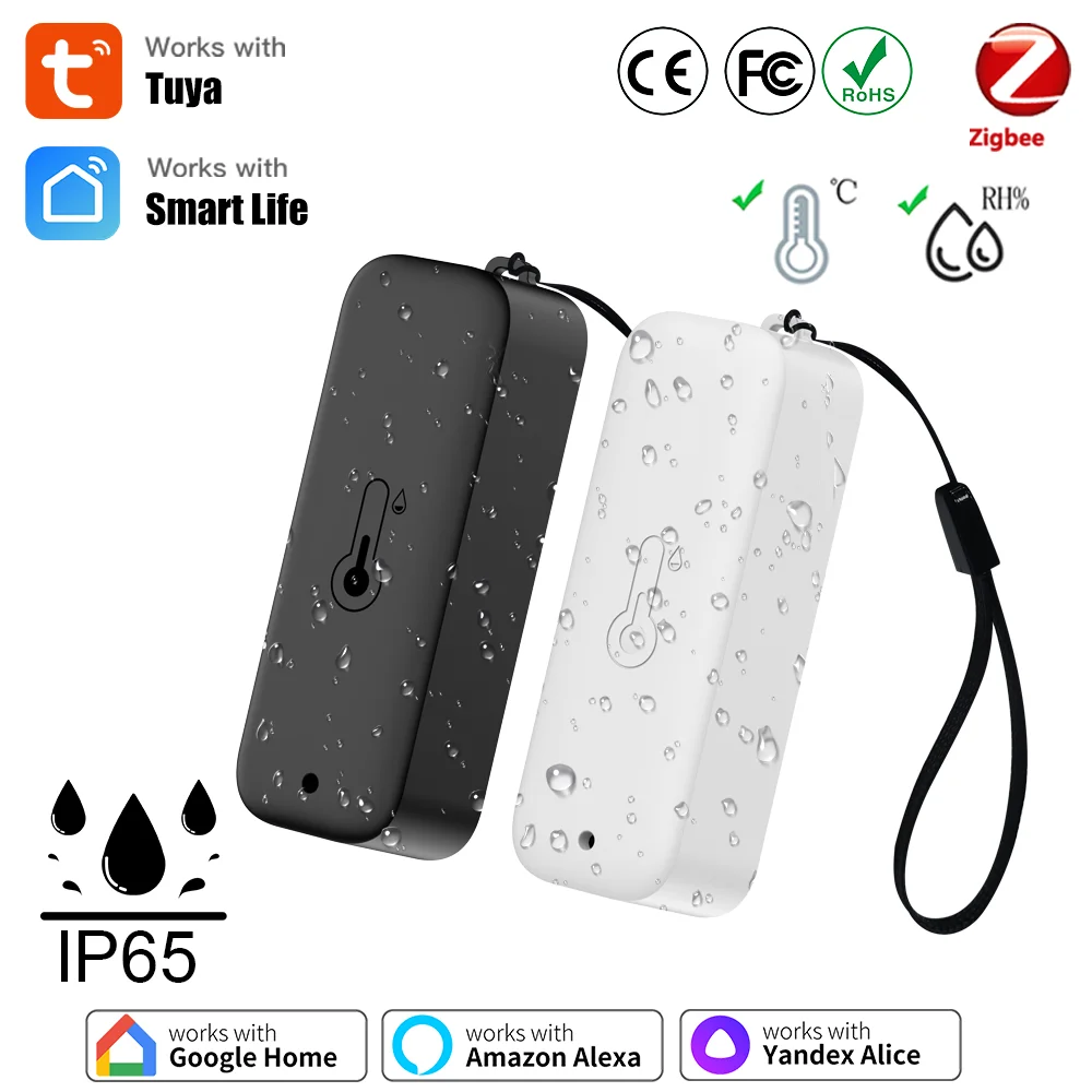 

IP65 Термометр-гигрометр Tuya Zigbee Датчик температуры и влажности Требуется Tuya Zigbee Hub Работает с Яндекс Alexa SmartLife