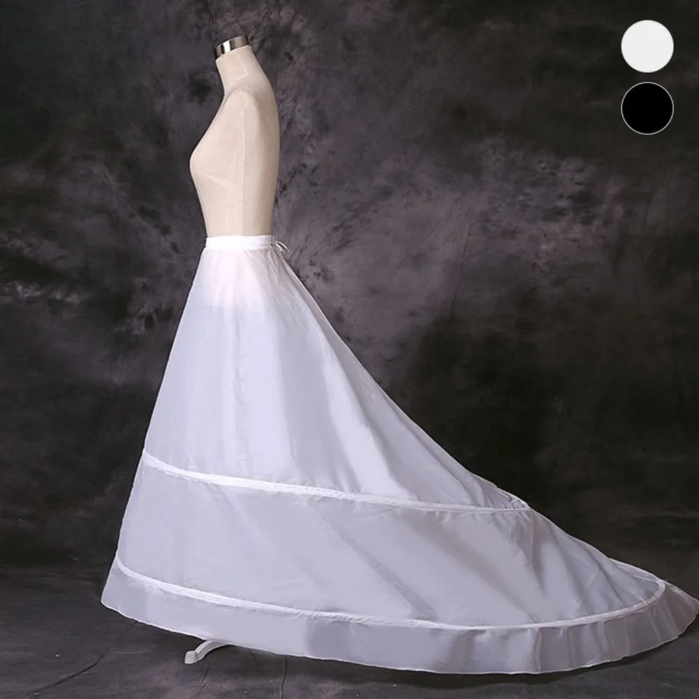 White Wedding Dress Petticoat Elastic Waist A Line Vestido Novia Trailing 2 Hoop Skirt High Quality Crinoline Adult Anagua Cheap