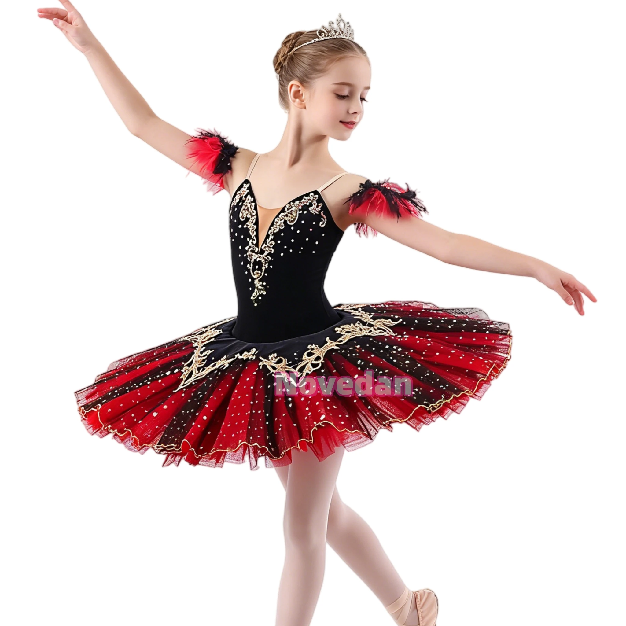 Tutú de Ballet Rojo y Negro, Vestido de Ballet Profesional para Niñas, Adultas, Disfraz de Lago de los Cisnes Blanco, Ropa para Actuaciones de Danza
