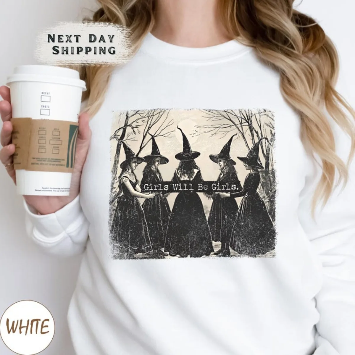 

Женская модная повседневная винтажная толстовка ведьмы для девочек Will Be Girls с принтом из плотного бархата, подходит для праздничных подарков, топов