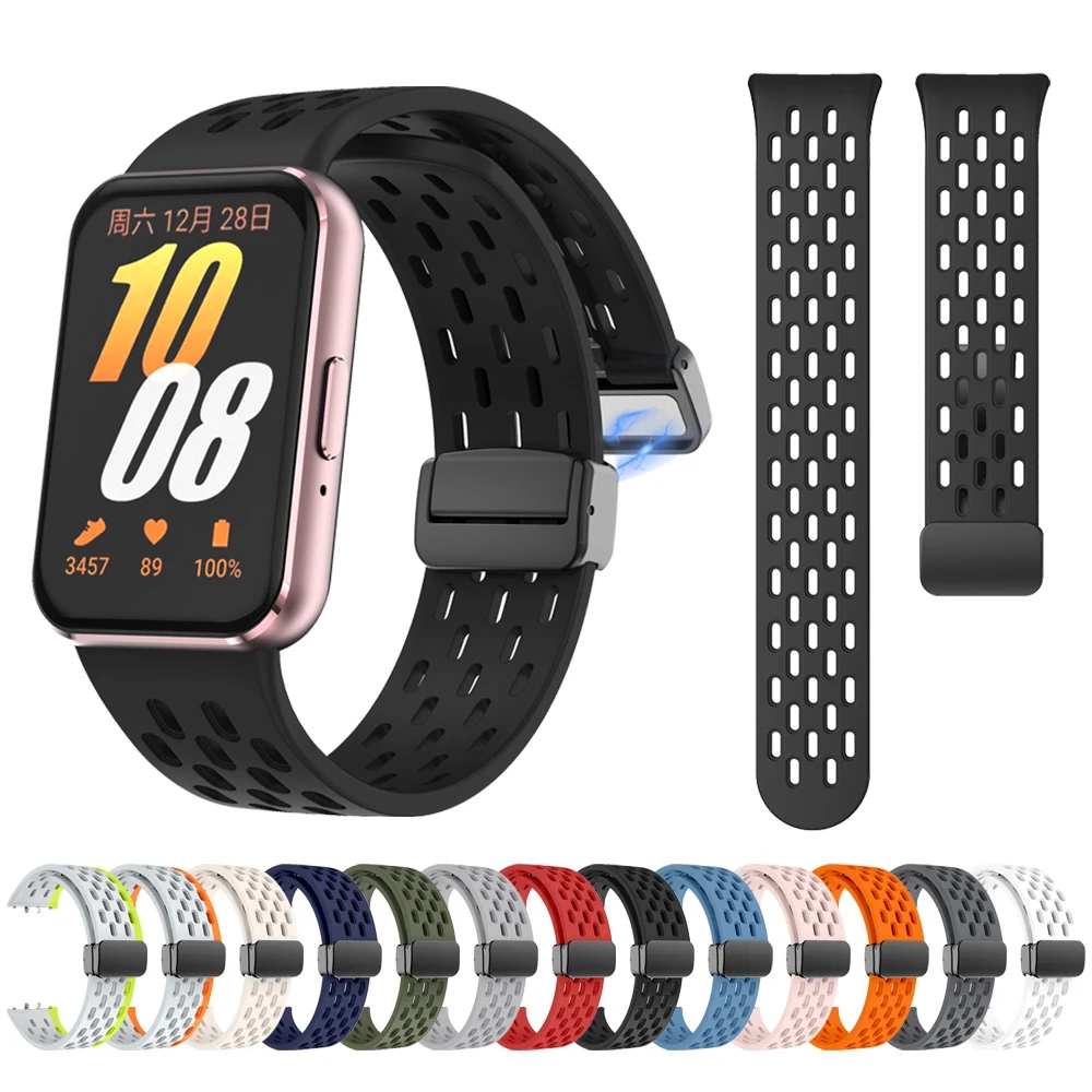 Magnetic D Buckle Silicone Sport Strap For Samsung Galaxy Fit 3 band for Galaxy FIT3 SM-R390 Wristband Bracelet Watchbands