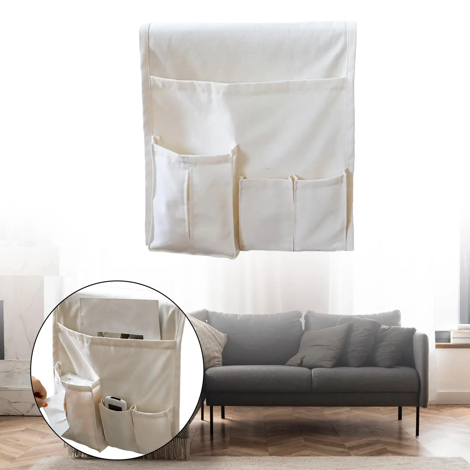 

Органайзер для подлокотника дивана, прикроватный органайзер-сумка, белый, многофункциональный, портативный контейнер, подарки, холщовый, для ключей, телефонов, для спальни