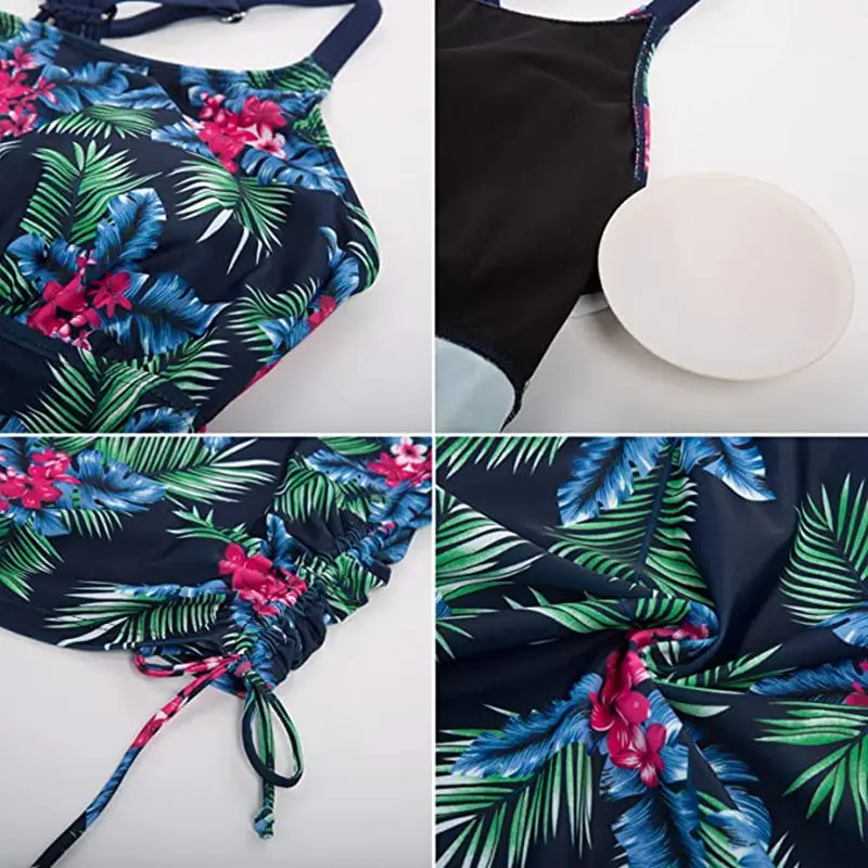 Bañador Tankini estampado para mujer, traje de baño de 2 piezas con Control de barriga, cintura alta, talla grande, ropa deportiva, 2024