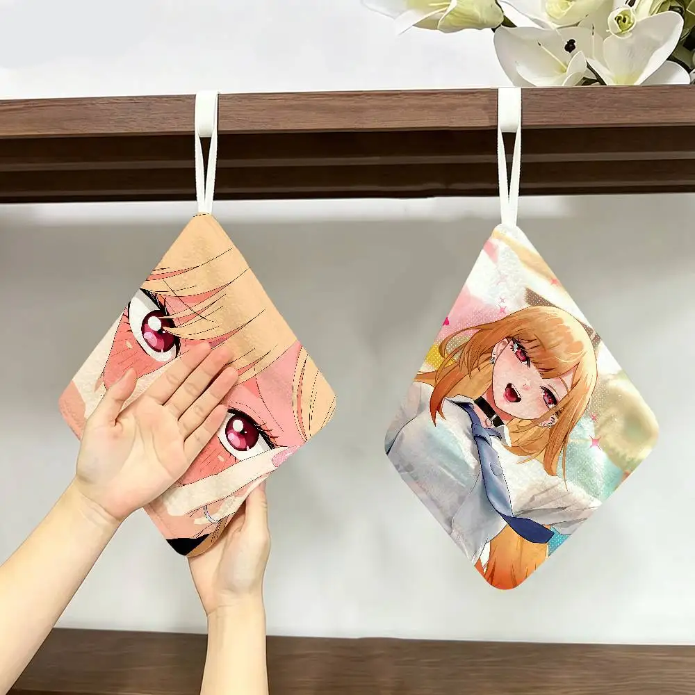 My Dress-Up Darling M-Marin Kitagawa Polyester Cotton Hand Wiping Towel with Hanging Loop, Lightweight for Home and Commercial