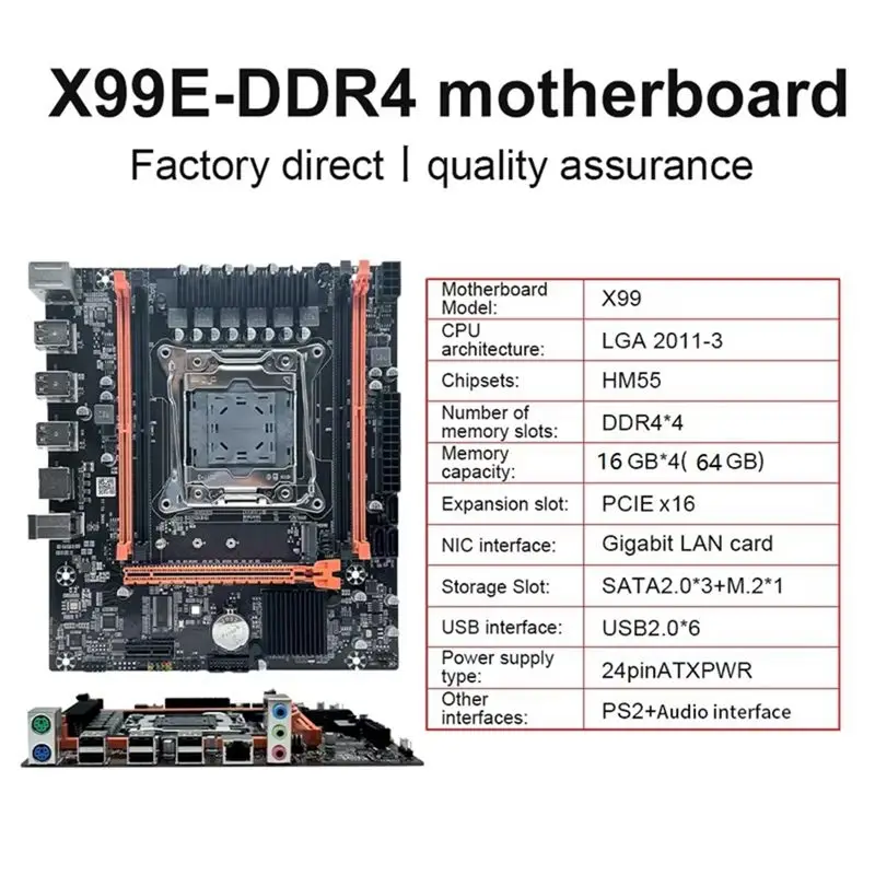 Leading-X99E Motherboard +E5 2678 V3 CPU+Thermal Grease Support 4 DDR4 RECC RAM Gigabit LAN Card PCIEX16 Nvme Desktop Motherboar - view 3