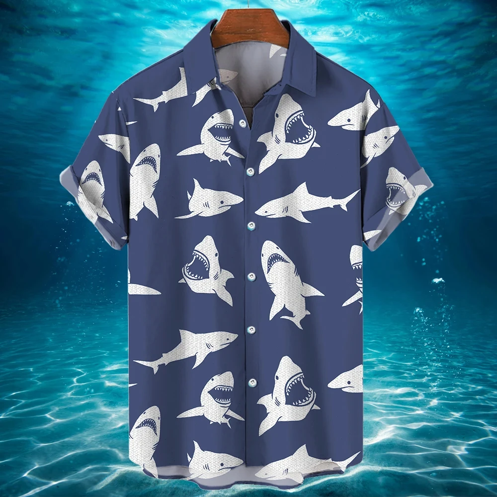 Fierce Shark 3D Printed Men Shirt Man/Women Casual Fashion Short Sleeves Shirts Button Lapel Streetwear Oversized Unisex Clothes