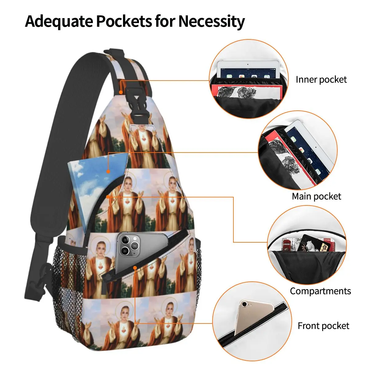 Adele In Munich Music Tour Accessories Chest Bag Men Sling Crossbody Backpack Chest Bag Travel Hiking Daypack Shoulder Bag
