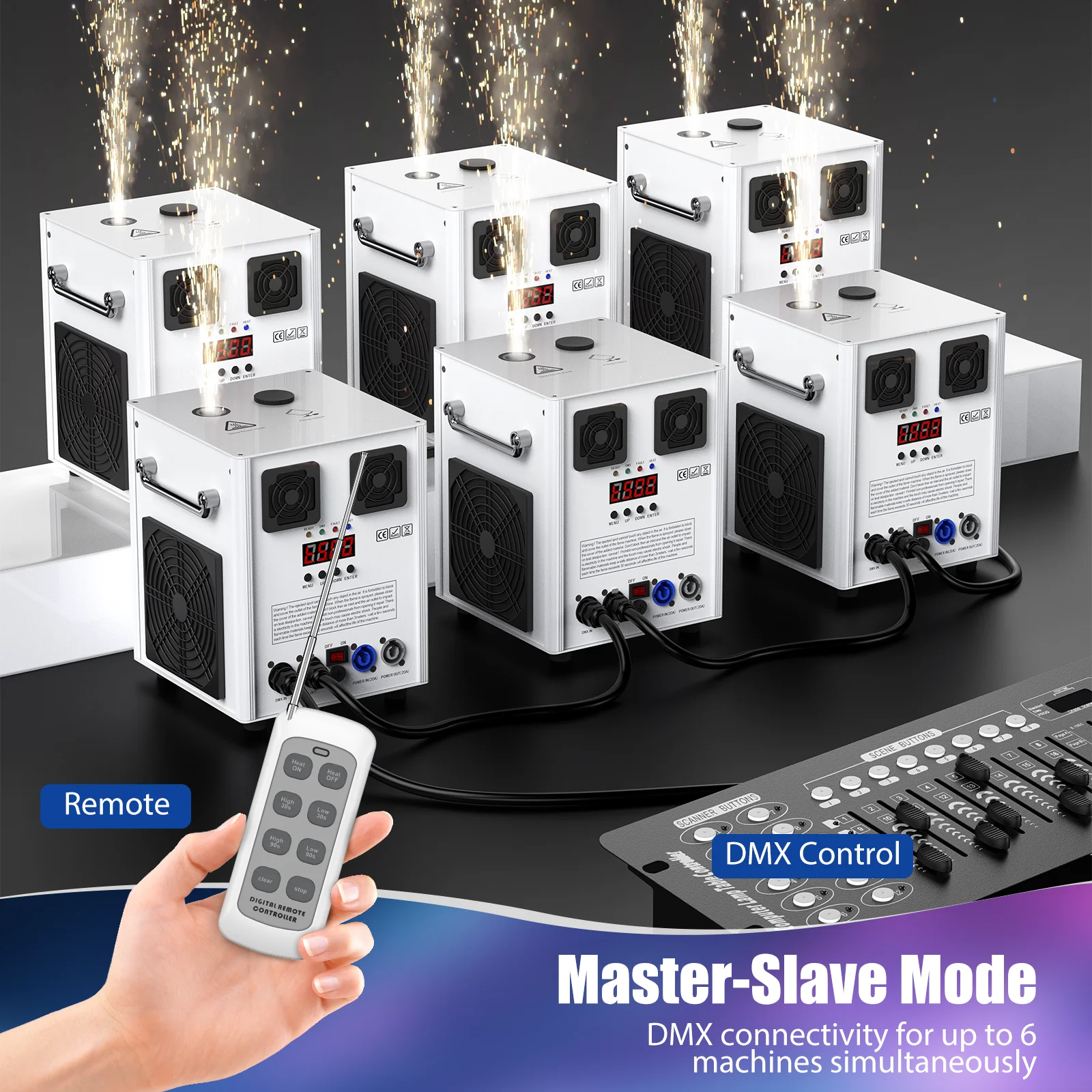 U'King 700 واط آلة الشرر البارد DMX معدات مرحلة التحكم أعلى الرش آلة رش الزهور الإلكترونية لعرض الزفاف