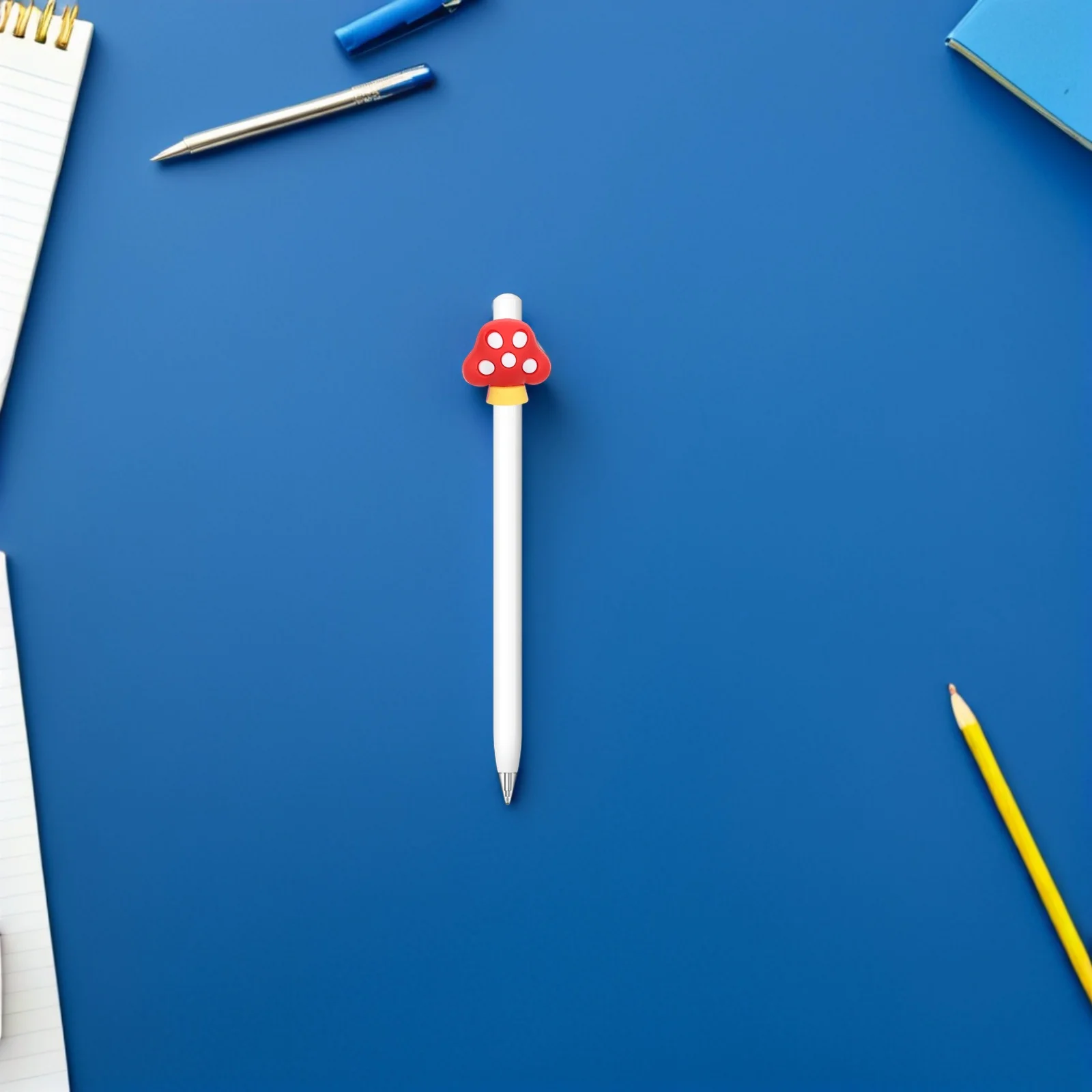 30Pcs Soft PVC Mushroom Shaped Pencil Clips Cartoon Pencil Topper Pen Charm for School Classroom Rewards Clip-on Pen Decoration